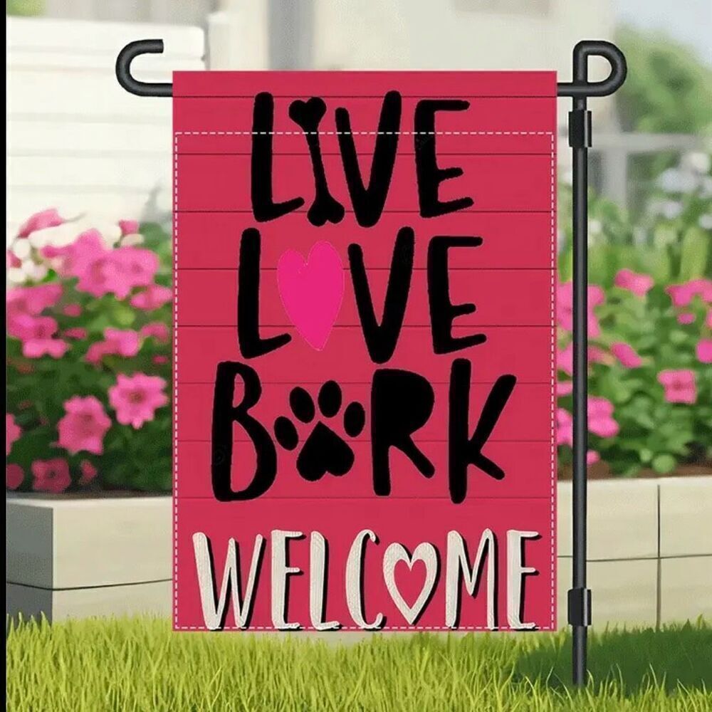 Live Love Bark Dog Garden Flag Welcome Double Sided Yard Decoration New